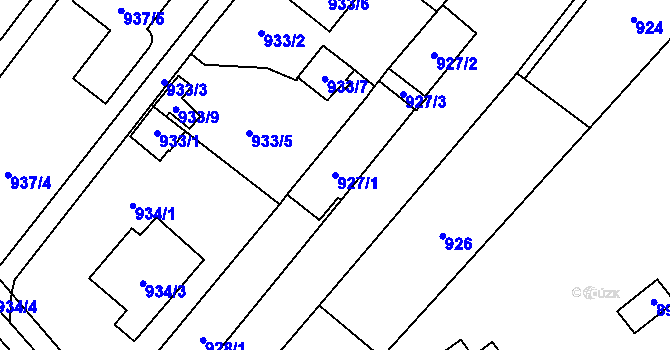 Parcela st. 927/1 v KÚ Želešice, Katastrální mapa