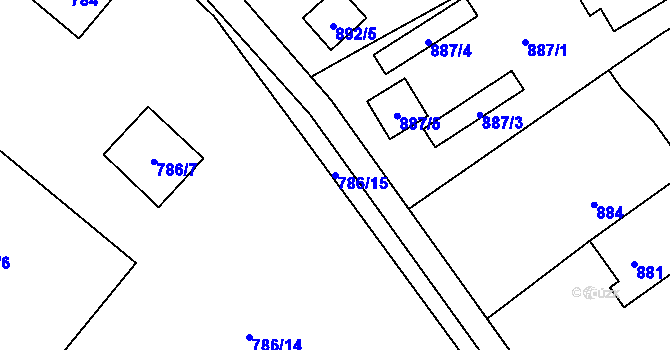 Parcela st. 786/15 v KÚ Želešice, Katastrální mapa