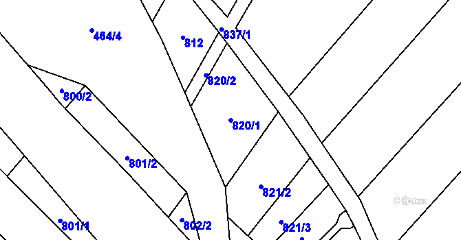 Parcela st. 820/1 v KÚ Želešice, Katastrální mapa