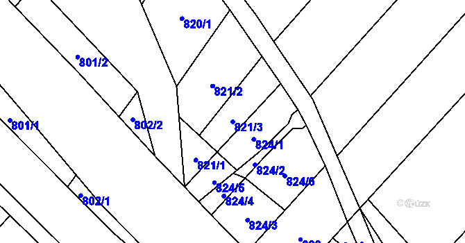 Parcela st. 821/3 v KÚ Želešice, Katastrální mapa