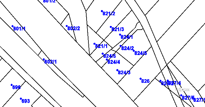 Parcela st. 824/5 v KÚ Želešice, Katastrální mapa