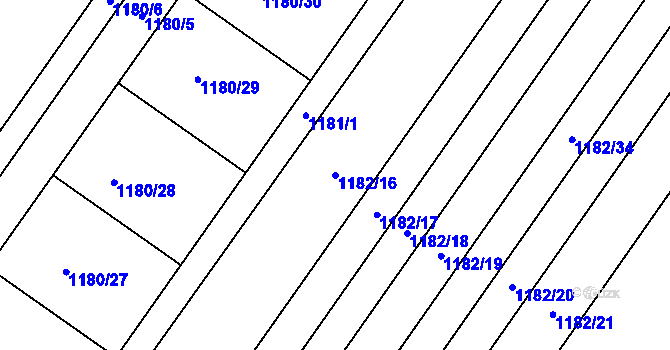 Parcela st. 1182/16 v KÚ Želešice, Katastrální mapa