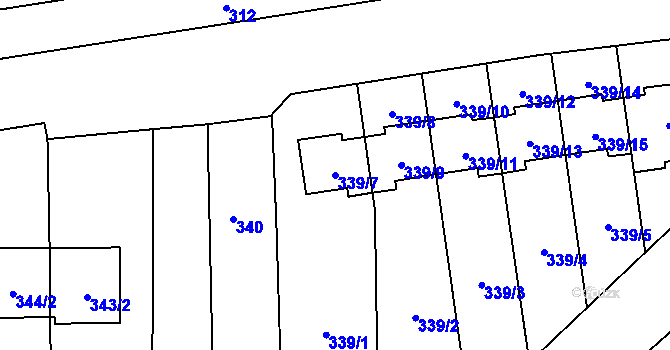 Parcela st. 339/7 v KÚ Želešice, Katastrální mapa
