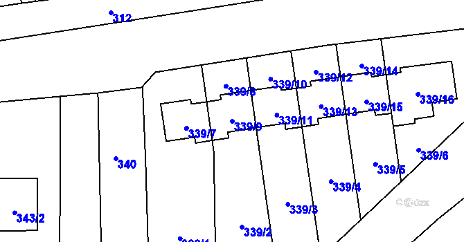 Parcela st. 339/9 v KÚ Želešice, Katastrální mapa