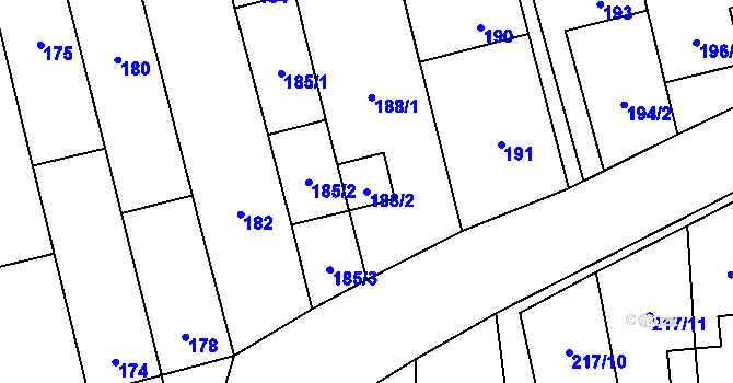 Parcela st. 188/2 v KÚ Želešice, Katastrální mapa