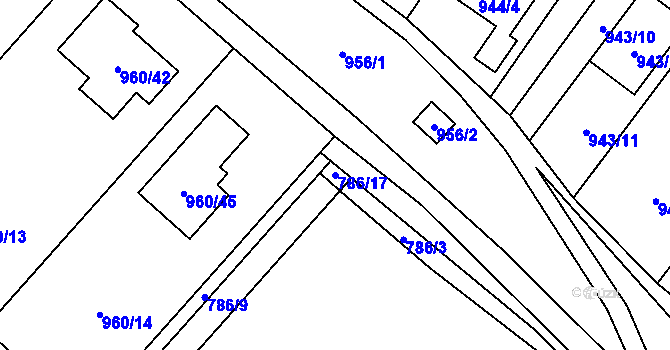 Parcela st. 786/17 v KÚ Želešice, Katastrální mapa