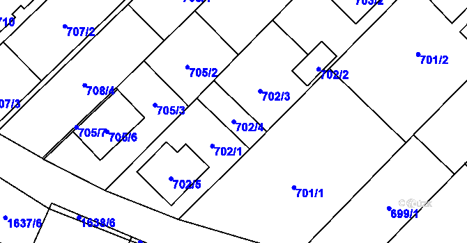 Parcela st. 702/4 v KÚ Želešice, Katastrální mapa