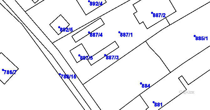 Parcela st. 887/3 v KÚ Želešice, Katastrální mapa