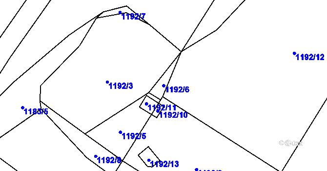 Parcela st. 1192/6 v KÚ Želešice, Katastrální mapa