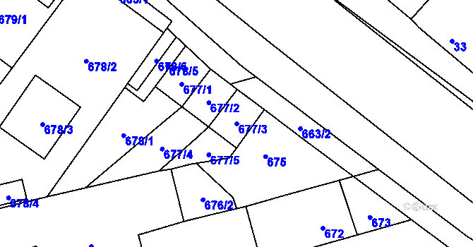 Parcela st. 677/3 v KÚ Želešice, Katastrální mapa