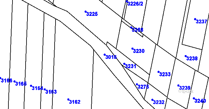 Parcela st. 3016 v KÚ Želešice, Katastrální mapa