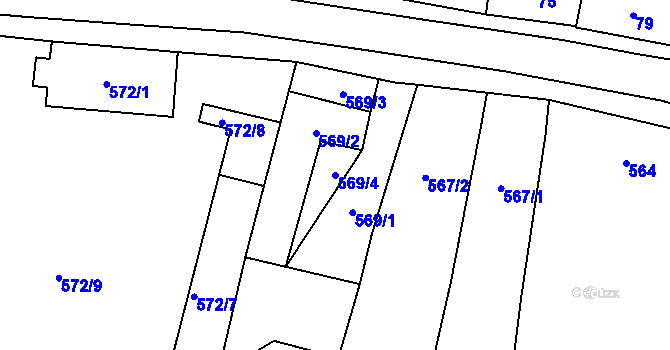 Parcela st. 569/4 v KÚ Želešice, Katastrální mapa