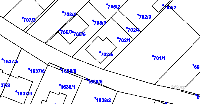 Parcela st. 702/5 v KÚ Želešice, Katastrální mapa
