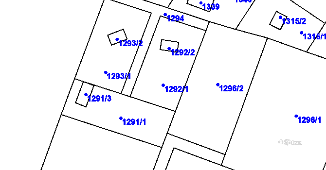 Parcela st. 1292/1 v KÚ Želešice, Katastrální mapa