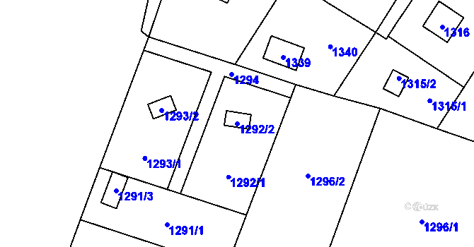 Parcela st. 1292/2 v KÚ Želešice, Katastrální mapa