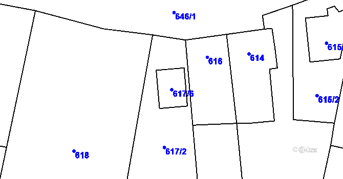Parcela st. 617/6 v KÚ Želešice, Katastrální mapa