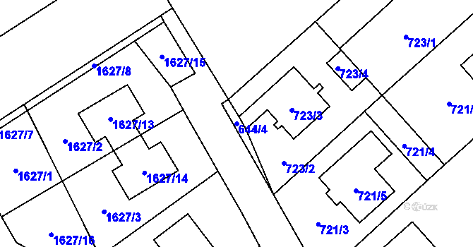 Parcela st. 644/4 v KÚ Želešice, Katastrální mapa