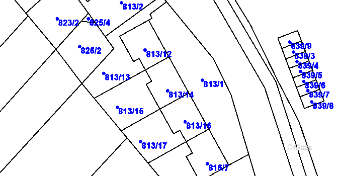 Parcela st. 813/14 v KÚ Želešice, Katastrální mapa
