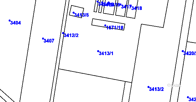 Parcela st. 3413/1 v KÚ Želešice, Katastrální mapa