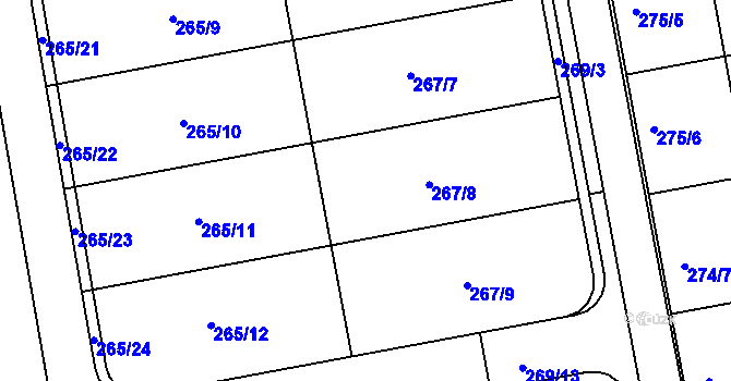 Parcela st. 267/8 v KÚ Želešice, Katastrální mapa
