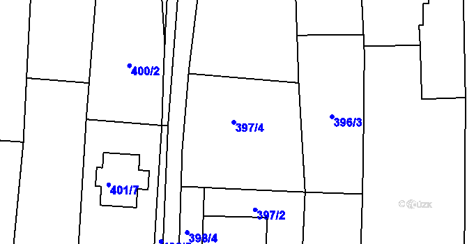 Parcela st. 397/4 v KÚ Želešice, Katastrální mapa