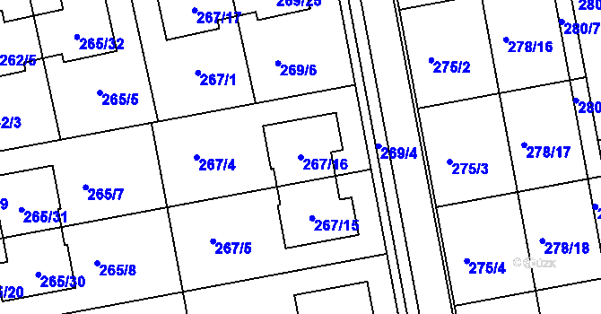 Parcela st. 267/16 v KÚ Želešice, Katastrální mapa
