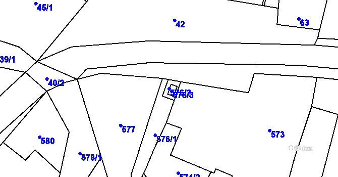 Parcela st. 576/2 v KÚ Želešice, Katastrální mapa