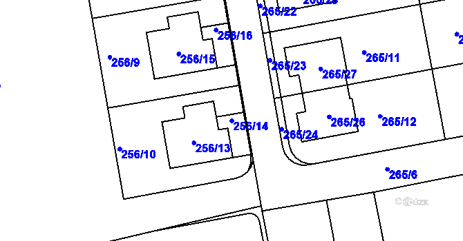 Parcela st. 256/14 v KÚ Želešice, Katastrální mapa