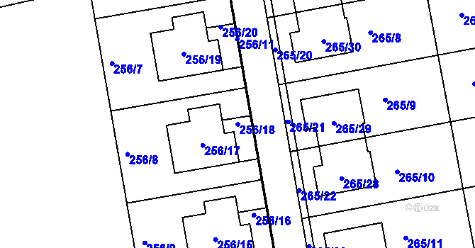 Parcela st. 256/18 v KÚ Želešice, Katastrální mapa