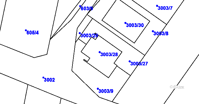 Parcela st. 3003/28 v KÚ Želešice, Katastrální mapa