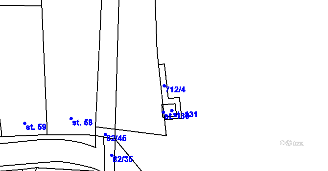 Parcela st. 712/4 v KÚ Bítovánky, Katastrální mapa