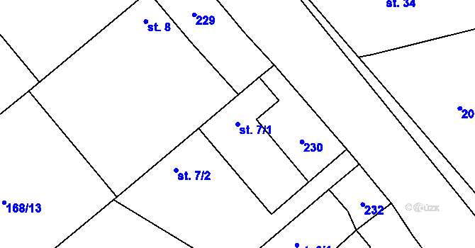 Parcela st. 7/1 v KÚ Horky u Želetavy, Katastrální mapa