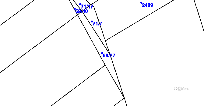 Parcela st. 69/27 v KÚ Horky u Želetavy, Katastrální mapa