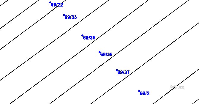 Parcela st. 69/36 v KÚ Horky u Želetavy, Katastrální mapa