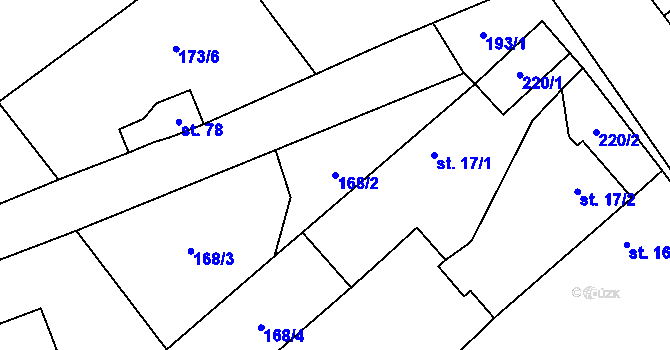 Parcela st. 168/2 v KÚ Horky u Želetavy, Katastrální mapa