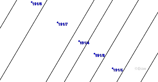 Parcela st. 191/4 v KÚ Horky u Želetavy, Katastrální mapa
