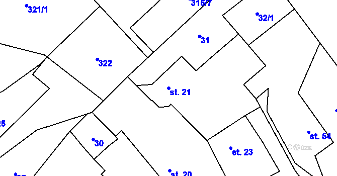 Parcela st. 21 v KÚ Šašovice, Katastrální mapa