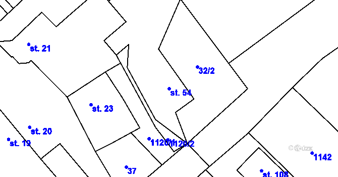 Parcela st. 54 v KÚ Šašovice, Katastrální mapa