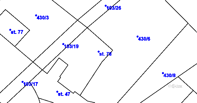 Parcela st. 78 v KÚ Šašovice, Katastrální mapa