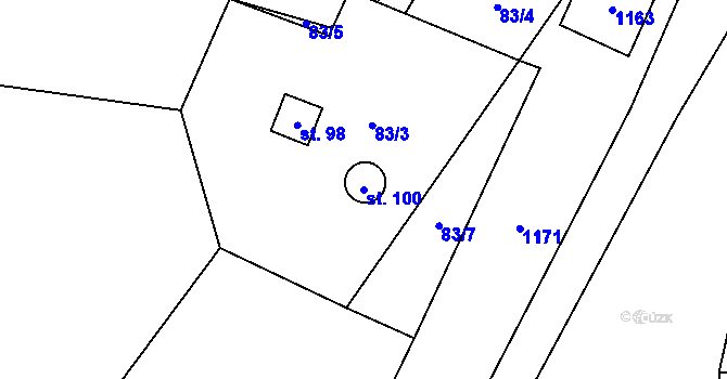 Parcela st. 100 v KÚ Šašovice, Katastrální mapa
