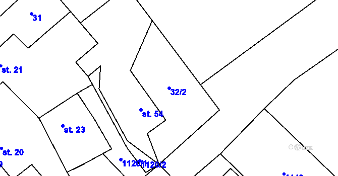 Parcela st. 32/2 v KÚ Šašovice, Katastrální mapa