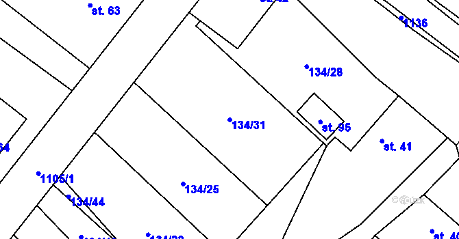 Parcela st. 134/31 v KÚ Šašovice, Katastrální mapa