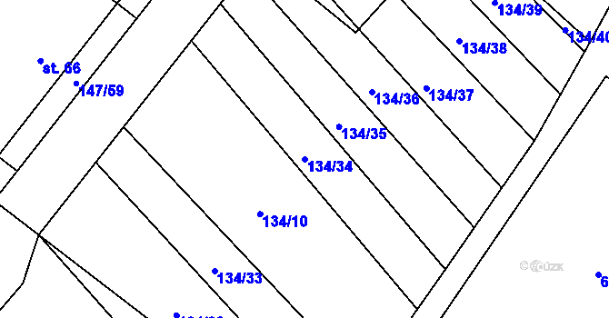 Parcela st. 134/34 v KÚ Šašovice, Katastrální mapa