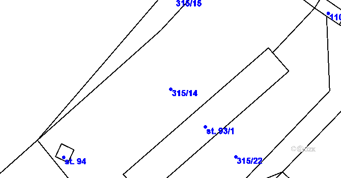 Parcela st. 315/14 v KÚ Šašovice, Katastrální mapa