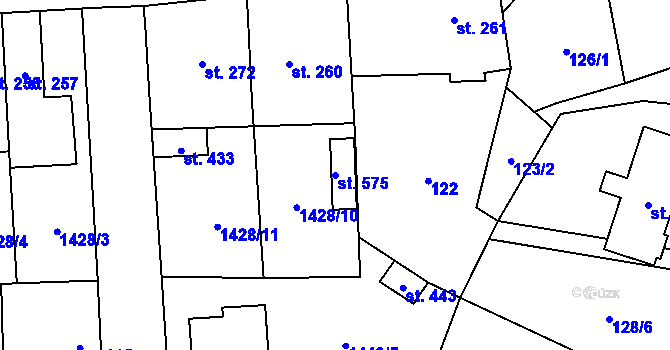 Parcela st. 575 v KÚ Želetava, Katastrální mapa