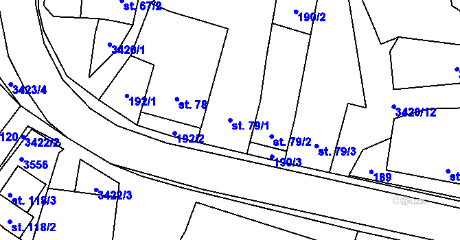 Parcela st. 79/1 v KÚ Želetava, Katastrální mapa