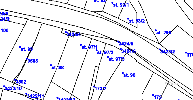 Parcela st. 97/2 v KÚ Želetava, Katastrální mapa