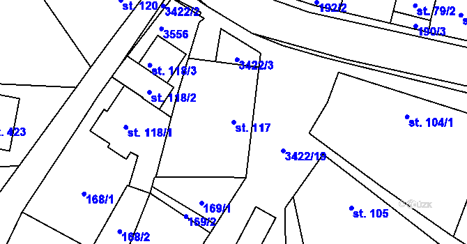 Parcela st. 117 v KÚ Želetava, Katastrální mapa