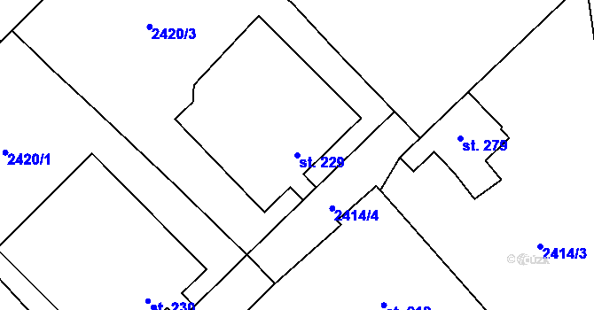 Parcela st. 229 v KÚ Želetava, Katastrální mapa