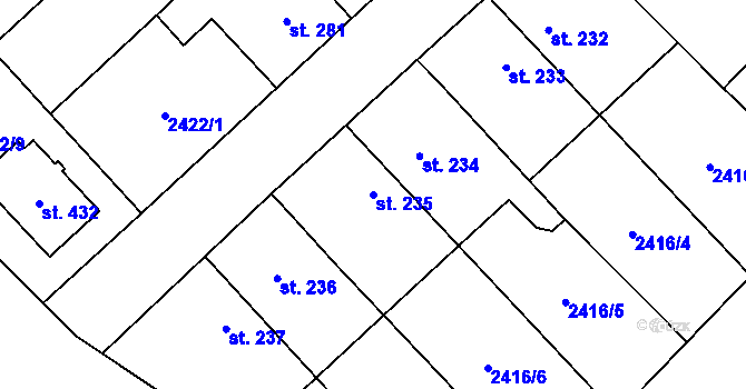 Parcela st. 235 v KÚ Želetava, Katastrální mapa